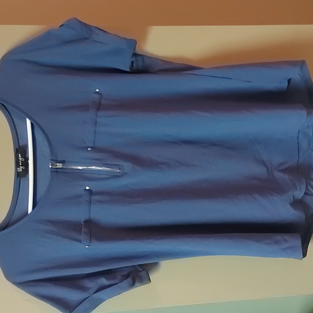 Lily Morgan blue Half-zip tshirt with faux pocket